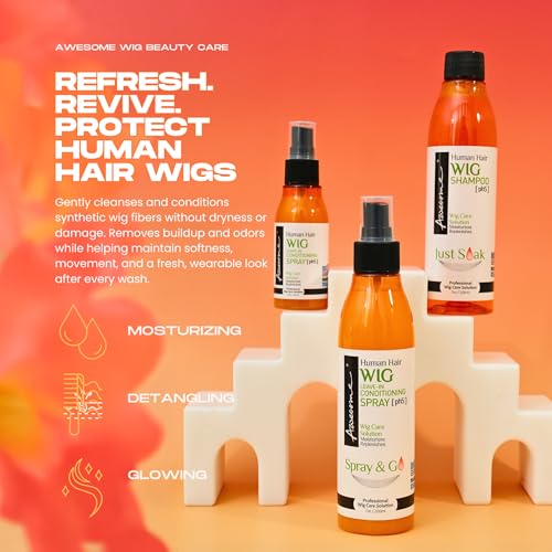 Human Hair Wig Care Kit - Shampoo, Conditioner & Detangler Spray