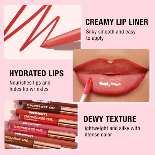 6 Matte Lip Liners & Nourishing Lip Oil Set