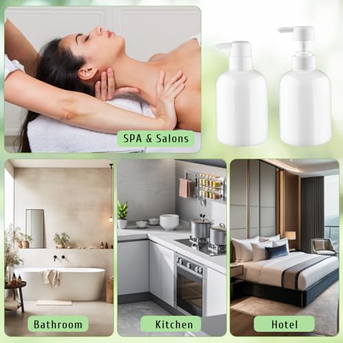 5 Pcs 500ml/17oz PET Round Plastic Shampoo Pump Jar Leakproof Large Lotion Dispensers Refillable Body Wash Container for Essential Oil Hair Conditioner