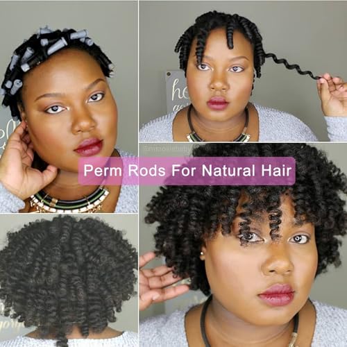 FEEL ME 40 Pcs Heatless Grey Perm Rods Set for Short to Long Hair - Non-Slip Salon Curlers