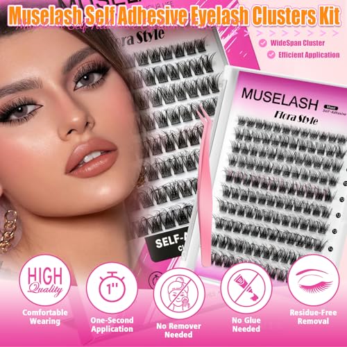 Self Adhesive Lash Clusters Kit - 120pcs Pre Glued Eyelash Extensions
