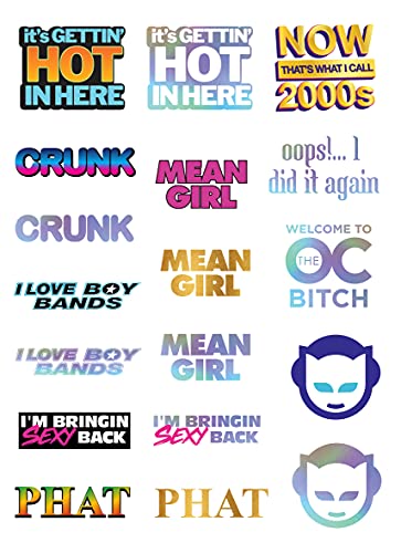 Y2K Temporary Tattoos - 4 Sheets Waterproof 2000s Party Favors