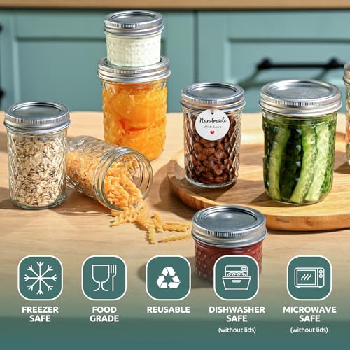 4 Pack 4oz Mason Jars with Airtight Lids | Leakproof Glass Jars