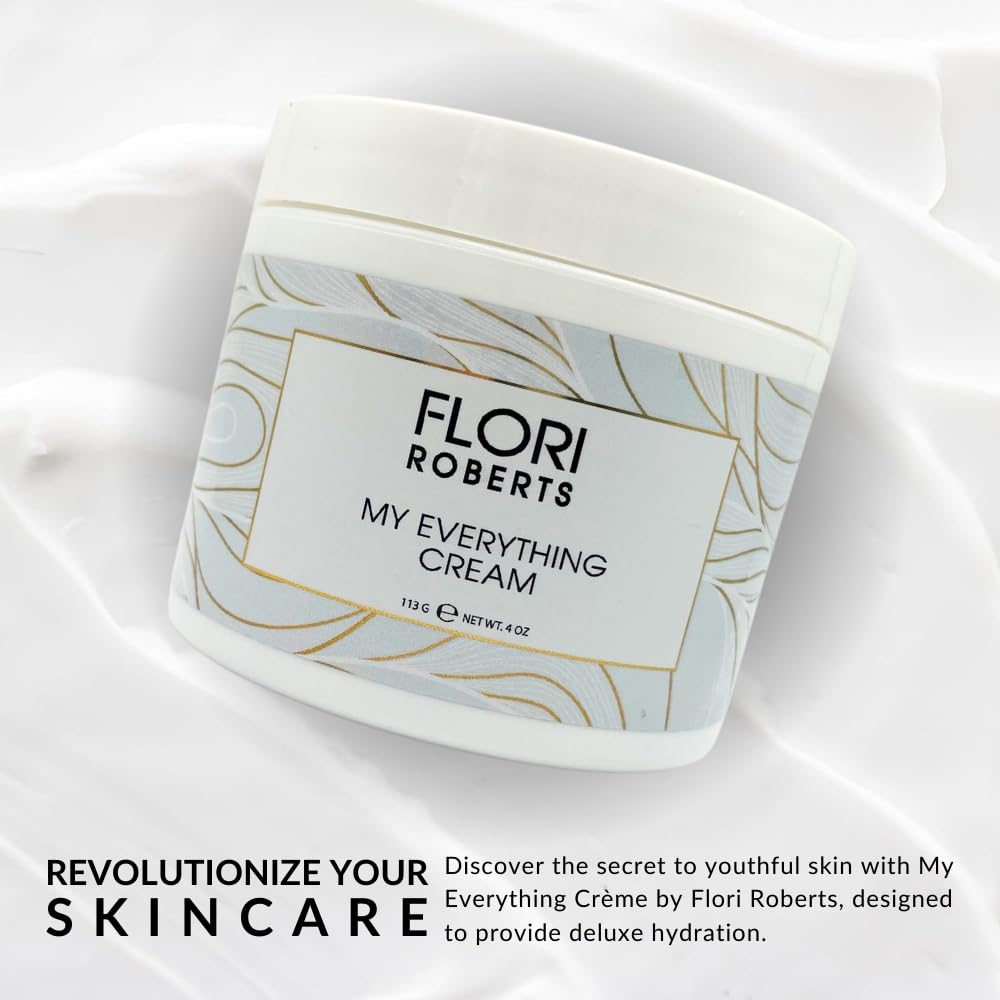 Flori Roberts My Everything Crème, Moisturizer for Face, Eyes and Throat, Anti-Wrinkle and Skin Firming, Facial Cream, 4oz