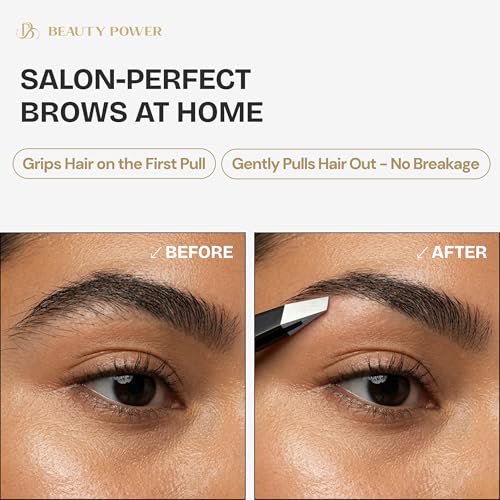 Precision Slant Tweezers for Eyebrows & Facial Hair | German Stainless Steel