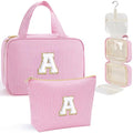 Hanging Toiletry Bag with Personalized Initial, Pink