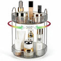 Niluks Classic Grey 2-Tier Rotating Makeup & Skincare Organizer, Lazy Susan Vanity Storage