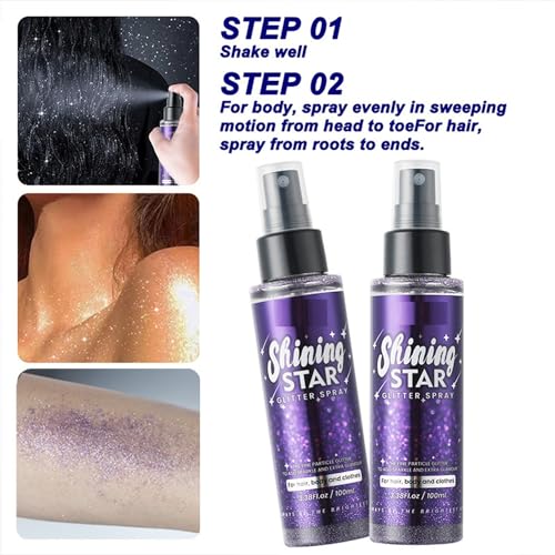 Body Glitter Spray 100ml - Long Lasting Shimmer for Face & Body