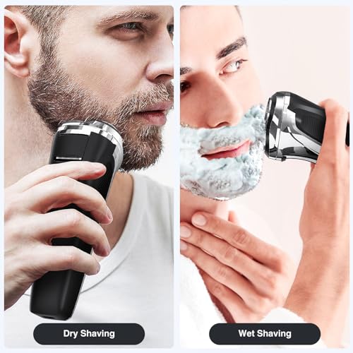 Electric Razor for Men, 90Min Long-Lasting Shaver with 4D Floating Head & LCD Display, Ultra Smooth for Sensitive Skin, IPX6 Waterproof, USB-C Fast Charge, with Travel Case - Ideal Gift