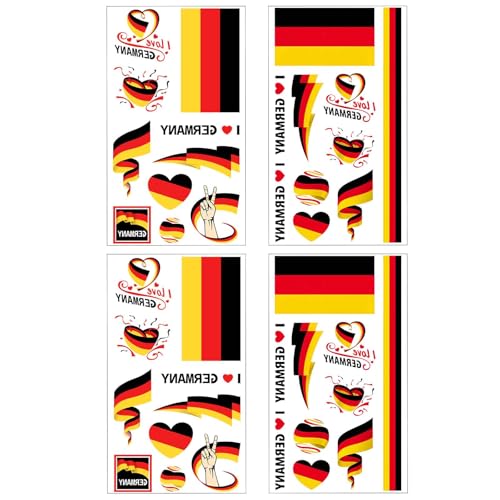 Germany Flag Temporary Tattoos Set - 40 Waterproof Face Stickers