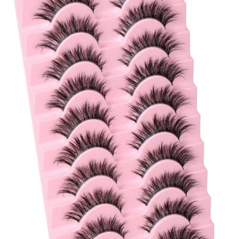 QUNETY Cat Eye False Eyelashes - Wispy Lash Strips for Daily Glam
