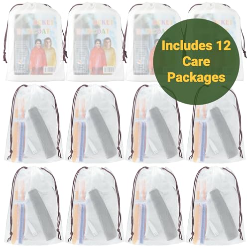 84 Pcs Homeless Care Package Supplies Bulk Hygiene Kits with Nail Clipper, Prepasted Disposable Toothbrushes, Razors, Ponchos, Combs, Socks & Drawstring Bags ? Ideal Charity or Personal Travel Package