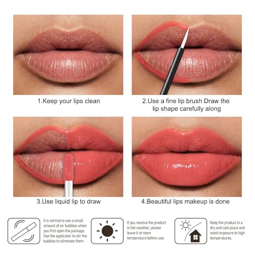 evpct Coral Nude Pink Liquid Lipstick - Waterproof Long-Wear Lip Gloss