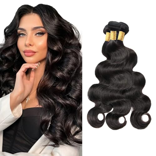 Brazilian Body Wave Hair Bundles - Natural Black 1B, 20-24 Inch