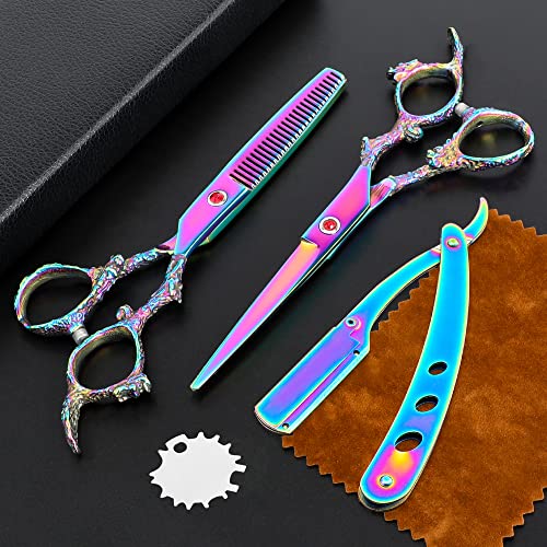 Professional Hair Cutting Scissors Sets Multifunctional Thinning Scissors Straight Shears Tools Stainless Steel Salon Barber Hairdressing Scissors for Men Women Home Use