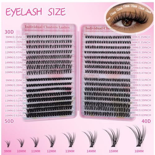 Cluster Lashes Extension Kit 640pcs DIY 30D-50D 9-16mm