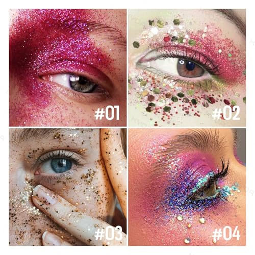 KYDA Chunky Glitter Stick - Face & Body Makeup, Red & Blue