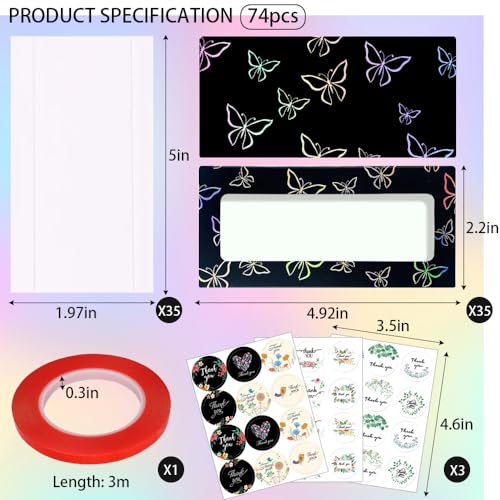 74-Piece Press On Nail Packaging Box Set with Tape & Stickers