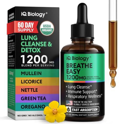 IQ Biology Organic Mullein Drops - Lung Support Supplement, 2 oz