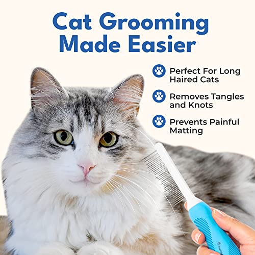 Pet Grooming Comb for Long & Curly Hair - Detangler Brush for Dogs & Cats
