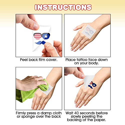Patriotic Temporary Tattoos for Kids, 144-Pack 1.5" - Non-Toxic