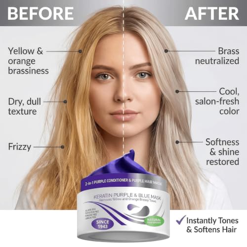 VITAMINS Keratin Purple Hair Mask - Blue Conditioner for Blonde & Silver Tones