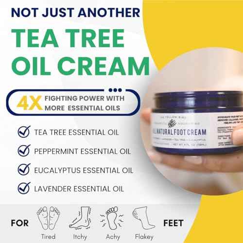 Yellow Bird Foot Cream ? Hydrating Tea Tree Oil Foot Balm with Essential Oils. Natural Athletes Foot Treatment. Moisturizing Cracked Feet Repair & Callus Remover. Made In USA - 2 oz