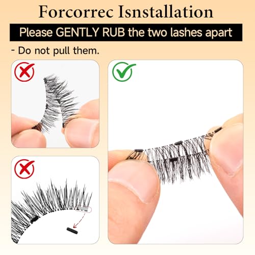Magnetic Eyelashes Without Eyeliner, No Glue Magnetic Lashes with Applicator, Reusable Natural Look Lashes, Lightweight & Comfortable, Easy to Apply and Remove-3