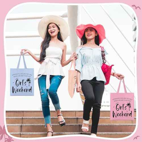 Paterr 8 Pcs Girls Weekend Trip Gifts for Women 4 Makeup Bags 4 Tote Bags Galentine Summer Vacation Bestie Friendship Favors(Weekend,Stylish Color)