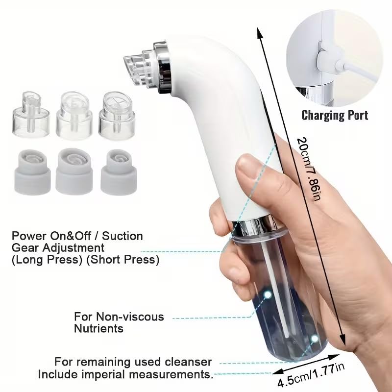 Ariie Pore Vacuum Blackhead Remover Kit with 6 Suction Heads & Adjustable Levels