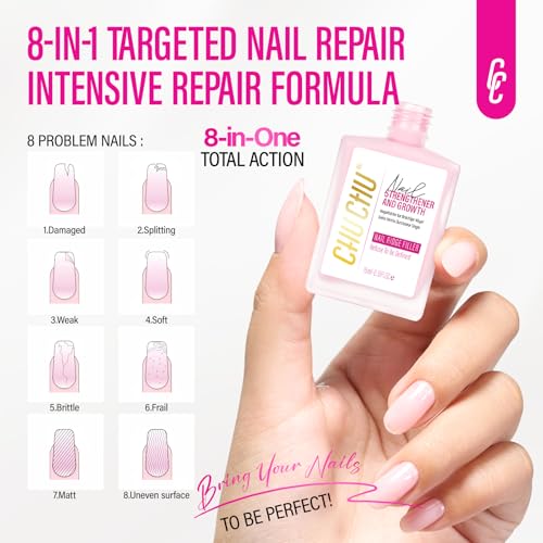 CHUCHU 8-in-1 Sheer Pink Nail Hardener Strengthener for Women