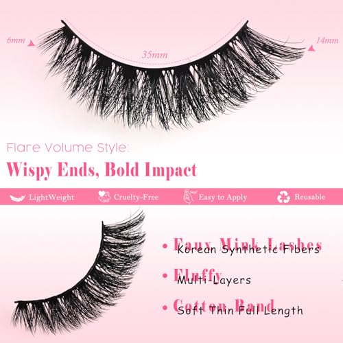 FARRED 14mm Cat Eye Wispy Mink Lashes - 10 Pairs