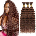 30 Inch Brown Curly Human Hair Bundles for Boho Braids - 150g