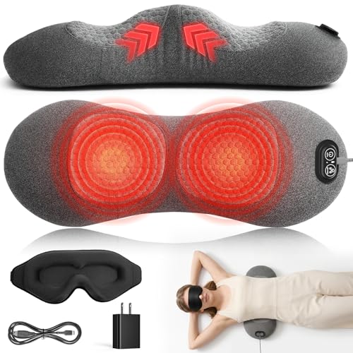 Lumbar Support Pillow with Heat & Vibration Massage + Eye Mask