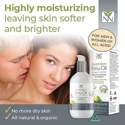 Y Not Natural Emu Oil Pure Skin Moisturizer - Nail, Body, Face, Scalp & Hair Moisturizer with Omega 3, 6, 9, Vitamins, & Minerals - Australian Emu Oil for Skincare 200 mL, Lemon Lime