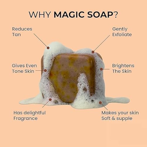 Sandalwood & Saffron Magic Soaps For Bath | Paraben Free | Chandan & Kesar Bath Soap | Handmade Soaps For Glowing | lightening Soap For Men & Women | Pack of 2