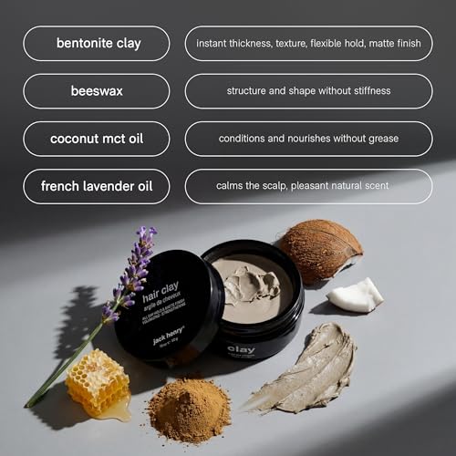 Jack Henry Hair Clay for Men - Wax-Based Matte Hold