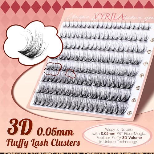 VYRILA Lash Clusters 0.05mm PBT Fiber D Curl 80pcs 8-16mm