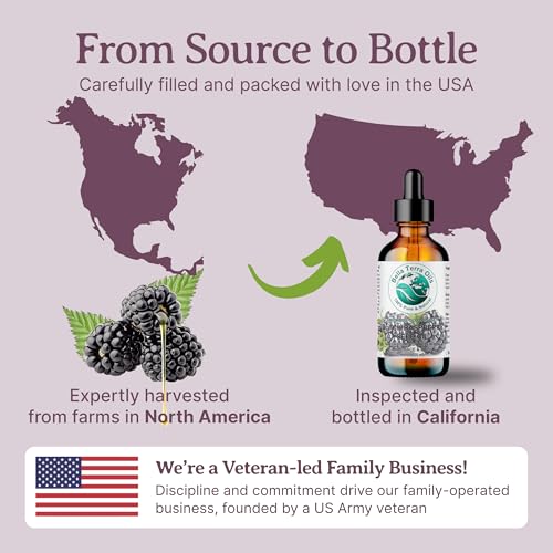 Bella Terra Oils - Black Raspberry Seed Oil 8 oz - Natural Elixir Enhanced with Ellagic Acid & Vitamin A, Cold-Pressed Cosmetic Secret for Radiant Skin