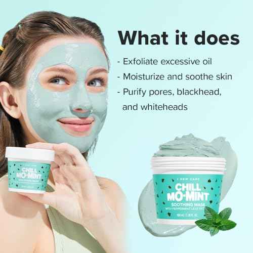 I DEW CARE Wash Off Face Mask - Chill Mo-Mint | Soothing Mask with Peppermint Leaf Extract, Korean Face Mask Skin Care for Face, 3.38 Oz