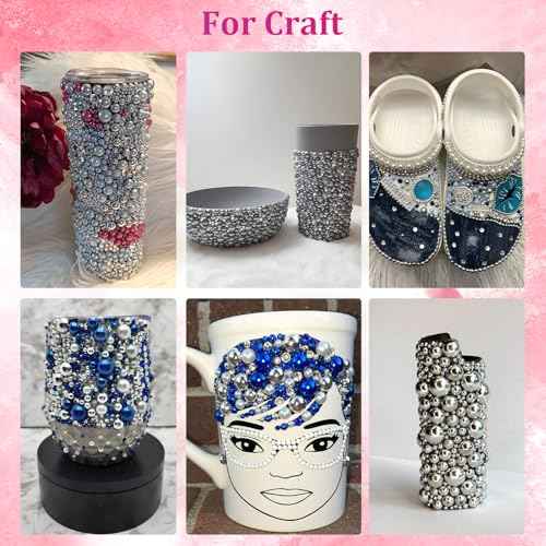 Belleboost Silver Nail Charms and Gems, Half Round Flatback Pearl Nail Charms, Nail Pearls Rhinestones Kit Silver Beads for Nails with Pencil and Tweezer for DIY Nail Art, Face Makeup and Crafting