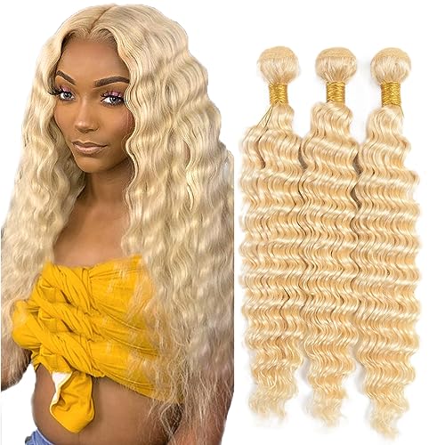 613 Blonde Deep Wave Bundles - Unprocessed Brazilian Hair 3x50g