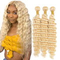 613 Blonde Deep Wave Bundles - Unprocessed Brazilian Hair 3x50g