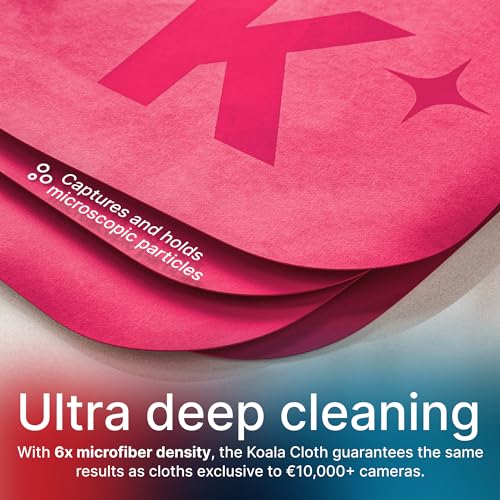 Koala Lens Cleaning Cloth | Japanese Microfiber | Glasses Cleaning Cloths | Eyeglass Lens Cleaner | Eyeglasses, Camera Lens, VR/AR Headset, and Screen Cleaning | Pink & Orange (Pack of 2)