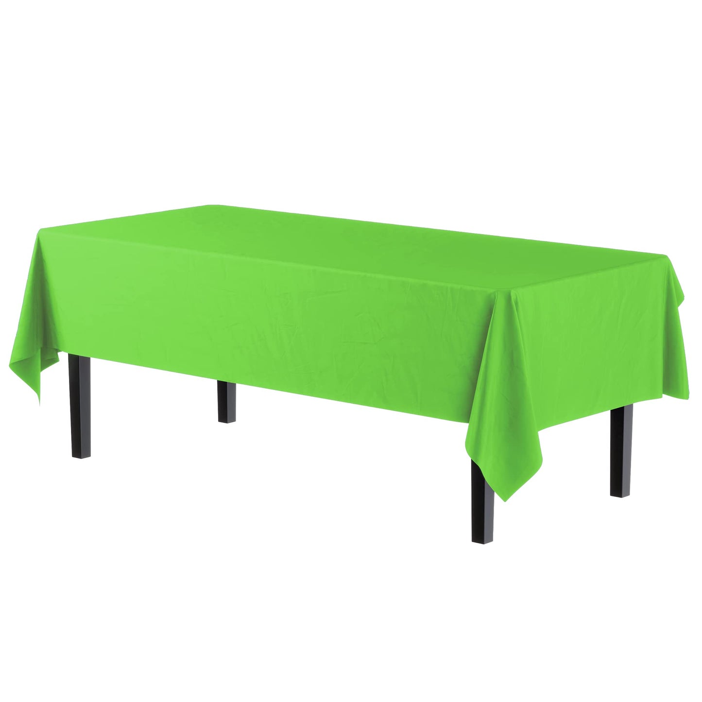 Exquisite 12-Pack Premium Plastic Tablecloth 54in. x 108in. Rectangle Table Cover - Lime Green