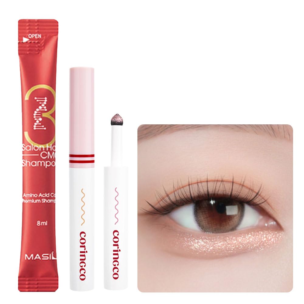 CORINGCO Shimmer Glitter Eye Maker Volume Eyeshadow Stick Quick-Hara Glitter Eye Makeup K-Beauty (2024#02 SET)