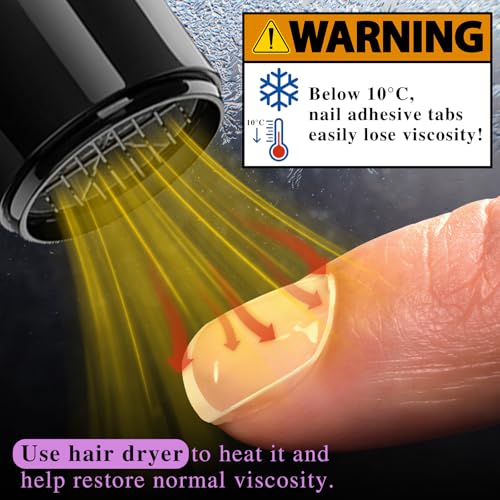 Teenitor 600pcs Press on Nail Adhesive Tabs - 15 Sizes, Clear/Yellow