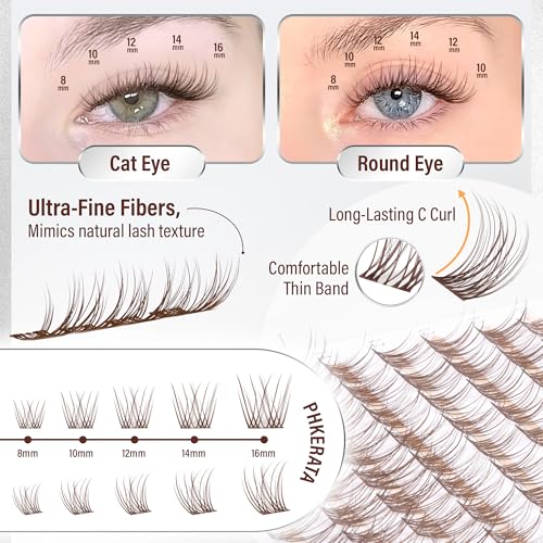 Brown Cluster Lash Extensions Kit - 120pcs Wispy C Curl