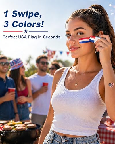 Red White Blue Face Paint Sticks - 2PC Patriotic 4th July