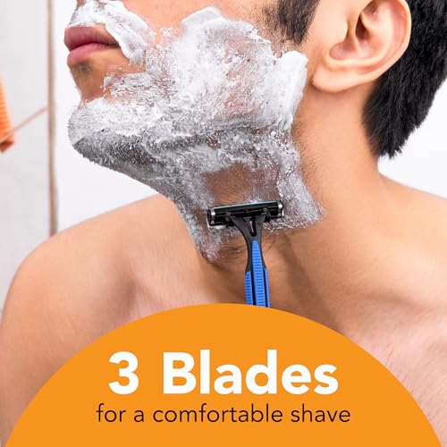 BIC Comfort 3 Disposable Razors for Men, Perfect Razors For a Smooth and Comfortable Shave, 4 Disposable Razors With 3 Blades, 4 Count Shaving Kit